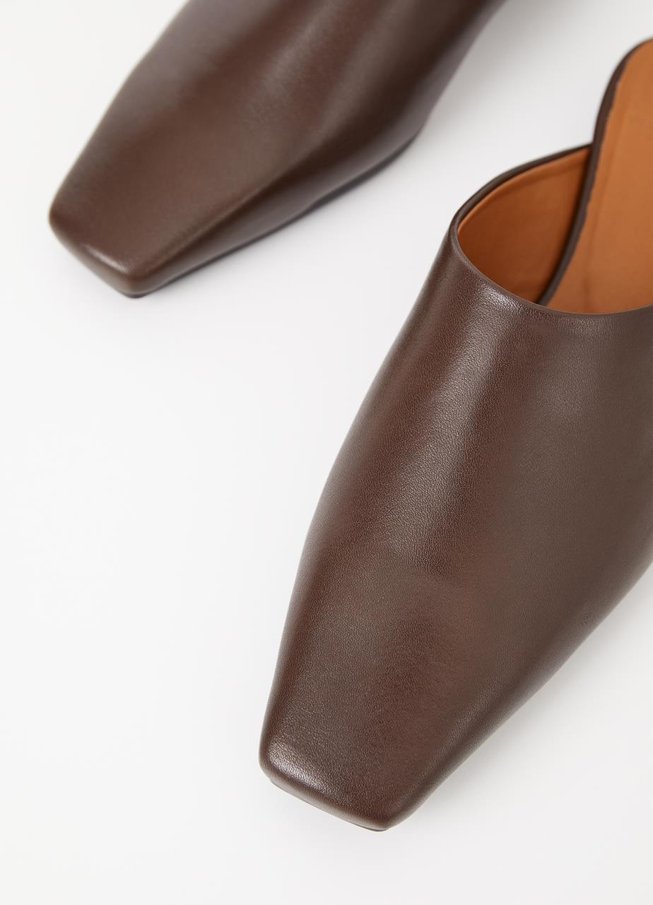 Wioletta Chocolate Cow Leather Mules