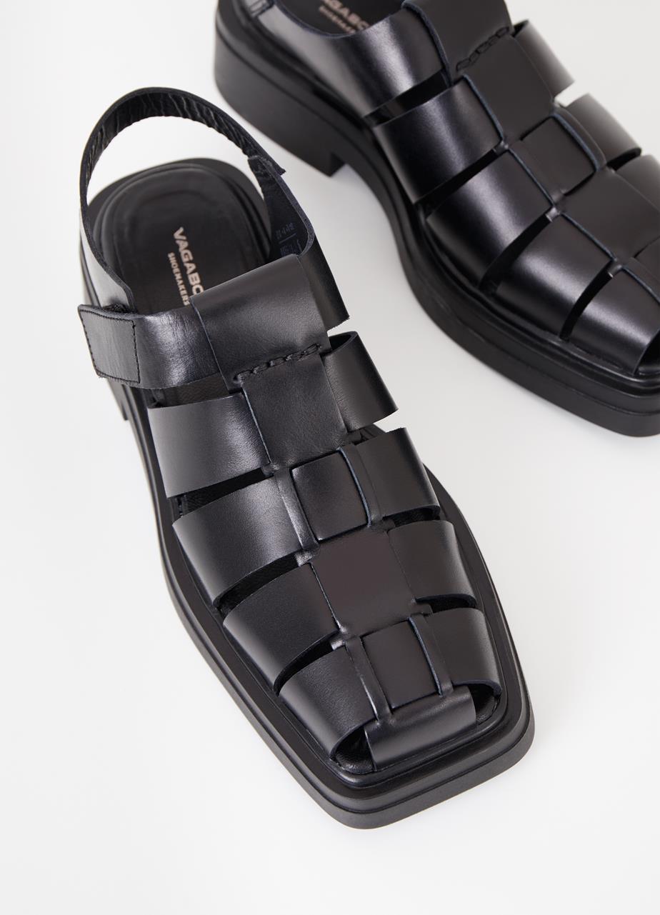 Eyra Black Cow Leather Sandals