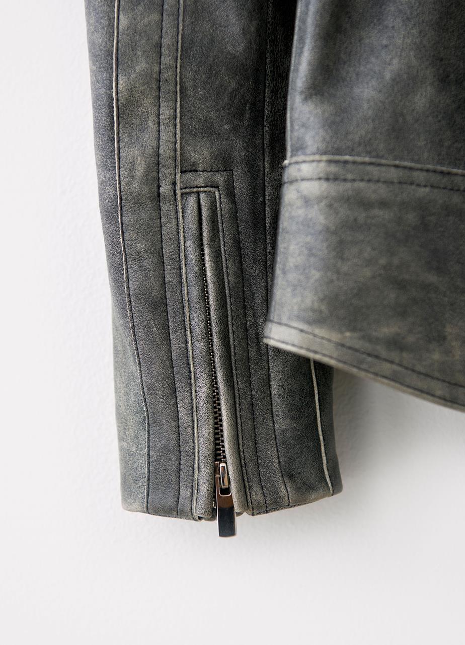 Moto jacket Gris Foncé texture cuir