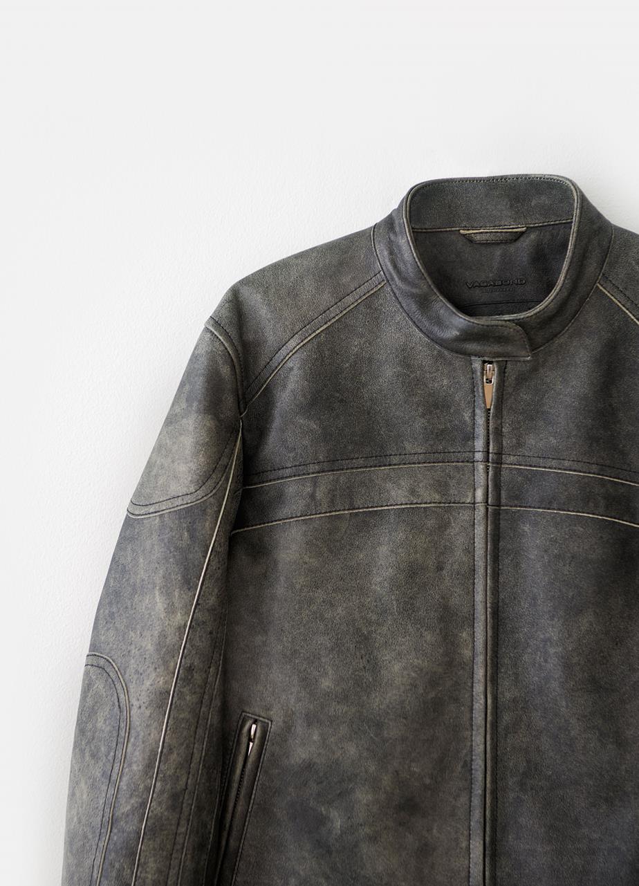Moto jacket Gris Foncé texture cuir